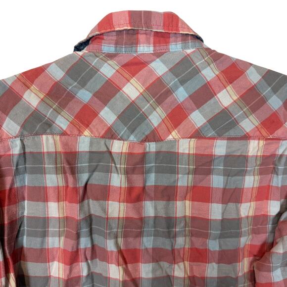 Jachs Girlfriend BEA Flannel Shirt Mens Small Blue Plaid Long Sleeve Snap - Picture 6 of 14